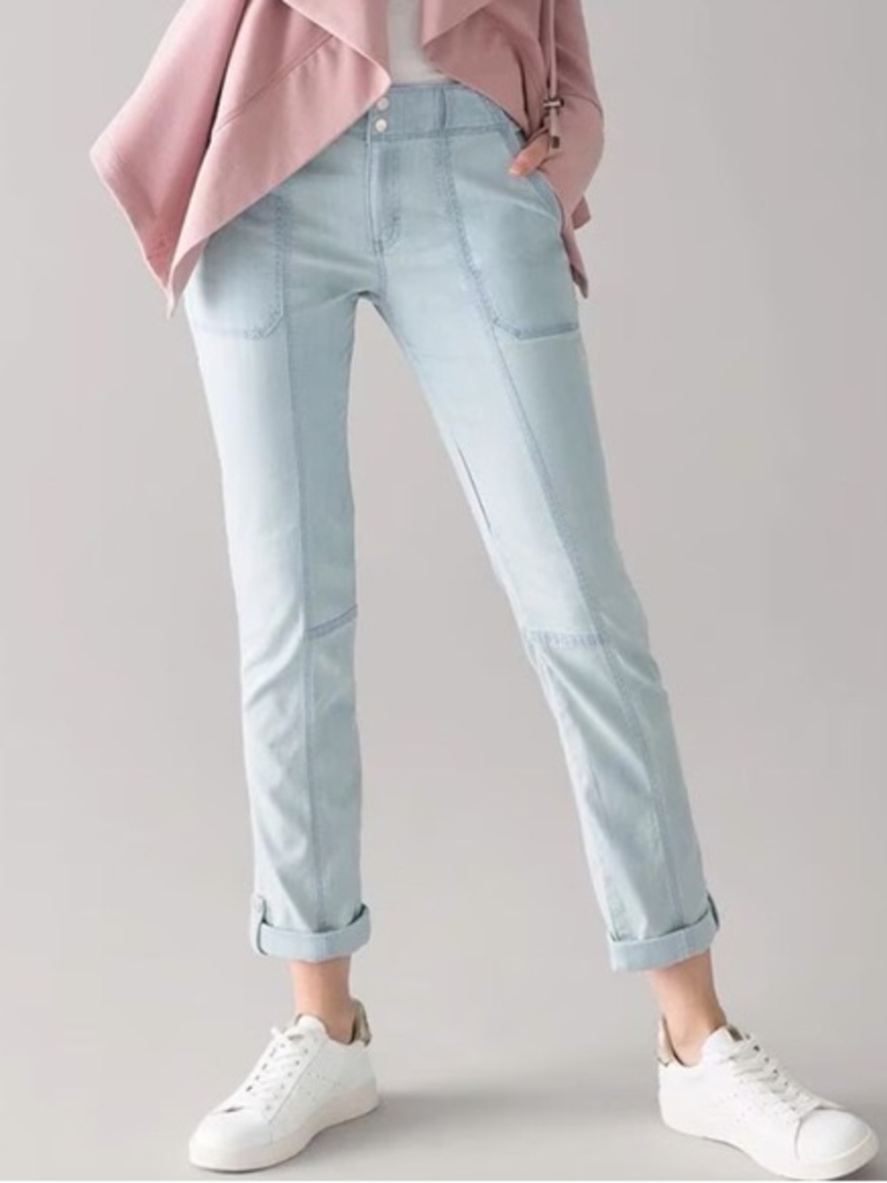 NWT WHBM Pret-A-Pedi Straight Crop Jeans Light Wash Size 14R